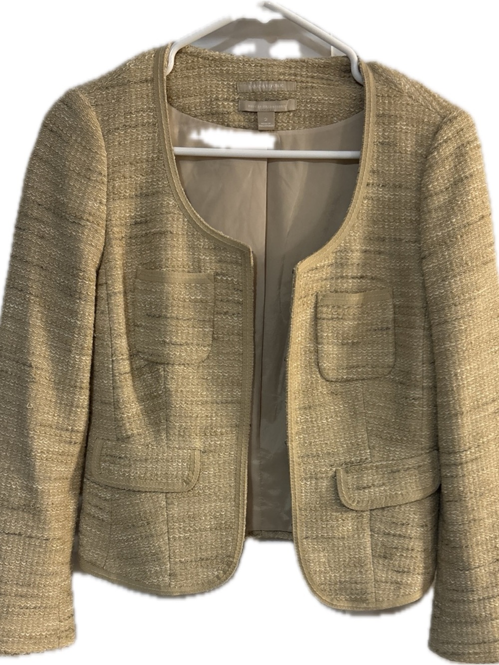 Banana Republic Beige Textured Open-Front Blazer